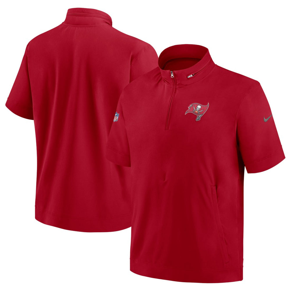 Tampa Bay Buccaneers Sideline Coach Short Sleeve Hoodie Quarter-Zip Jacket - Red - Nike