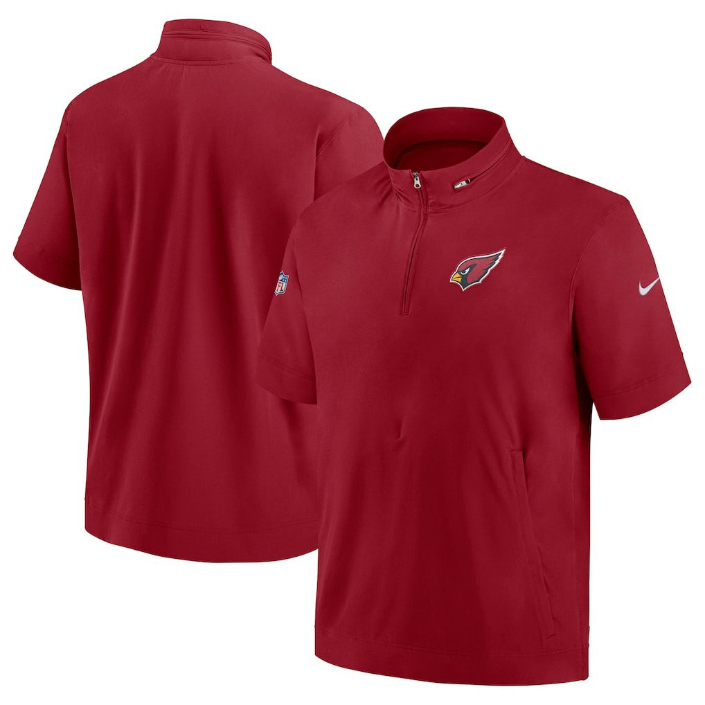 Arizona Cardinals Sideline Coach Short Sleeve Hoodie Quarter-Zip Jacket - Cardinal - Nike