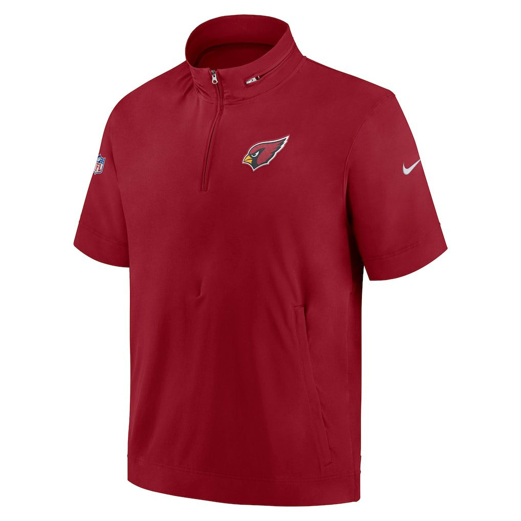 Arizona Cardinals Sideline Coach Short Sleeve Hoodie Quarter-Zip Jacket - Cardinal - Nike