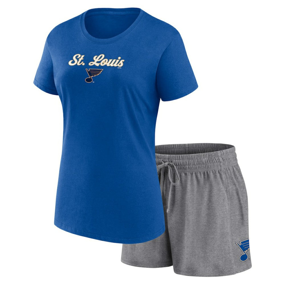 St. Louis Blues Fanatics Women's Script T-Shirt & Shorts Set - Blue/Gray | Fanatics on sale