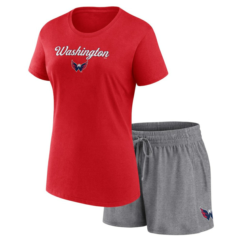 Washington Capitals Fanatics Women's Script T-Shirt & Shorts Set - Red/Heather Gray | Fanatics discount