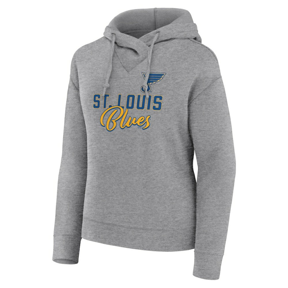 St. Louis Blues Fanatics Women's Script Favorite Pullover Hoodie - Heather Gray | Fanatics Lifestyle