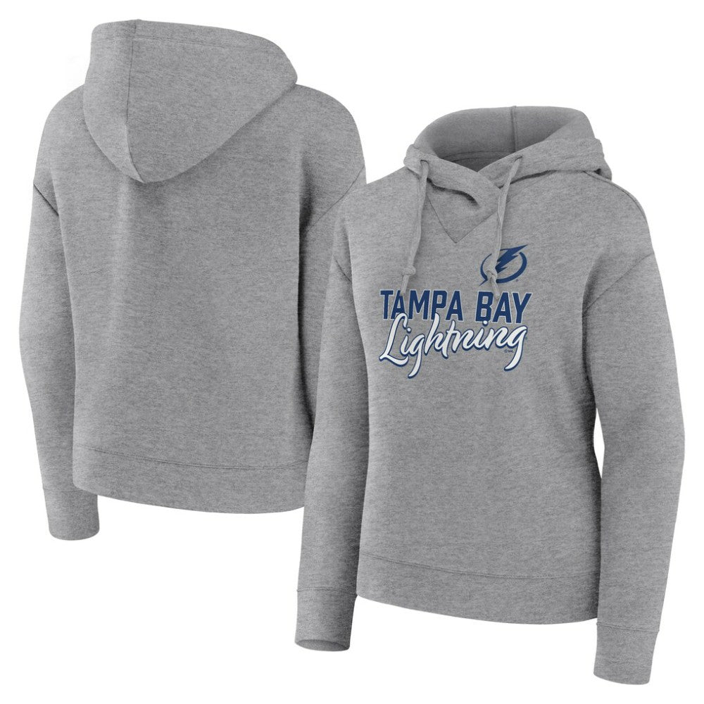Tampa Bay Lightning Fanatics Women's Script Favorite Pullover Hoodie - Heather Gray | Fanatics Lifestyle