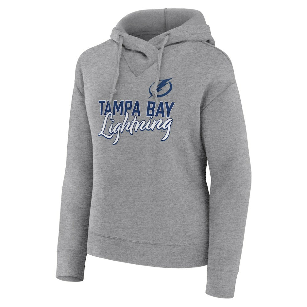 Tampa Bay Lightning Fanatics Women's Script Favorite Pullover Hoodie - Heather Gray | Fanatics Lifestyle