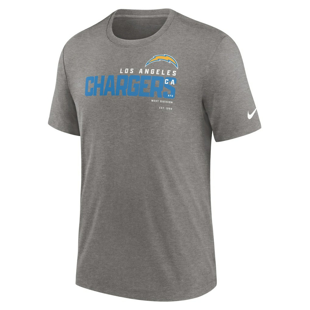 Los Angeles Chargers Team Tri-Blend T-Shirt - Heather Charcoal - Nike