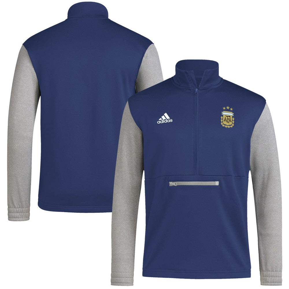 Adidas - Argentina National Team Crest Long Sleeve Half-Zip Top - Navy