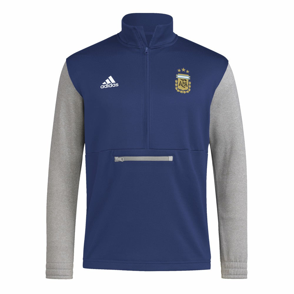 Adidas - Argentina National Team Crest Long Sleeve Half-Zip Top - Navy