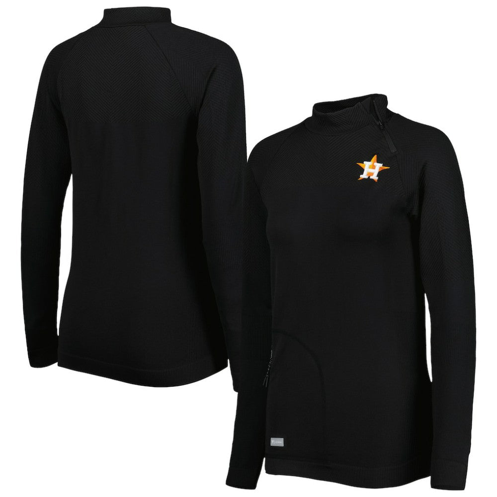Houston Astros Levelwear Women's Verse Asymmetrical Raglan Tri-Blend Quarter-Zip Jacket Sale