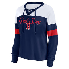 Boston Red Sox Fanatics Women's Even Match Lace-Up Long Sleeve V-Neck T-Shirt Near Me