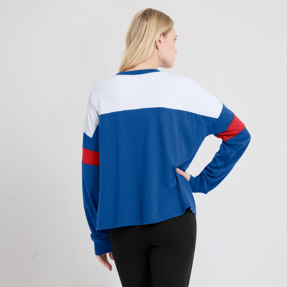 Chicago Cubs Fanatics Women's Even Match Lace-Up Long Sleeve V-Neck T-Shirt Sale
