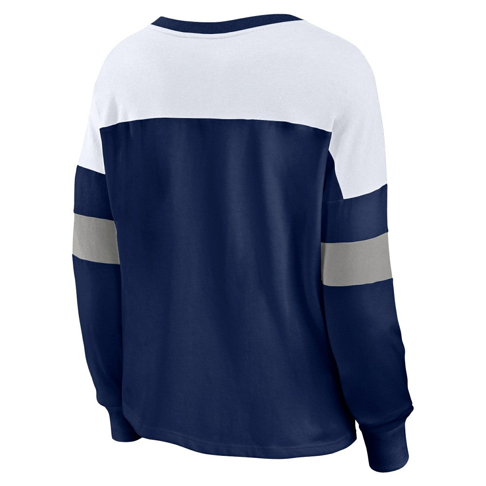 Milwaukee Brewers Fanatics Women's Even Match Lace-Up Long Sleeve V-Neck T-Shirt Outlet