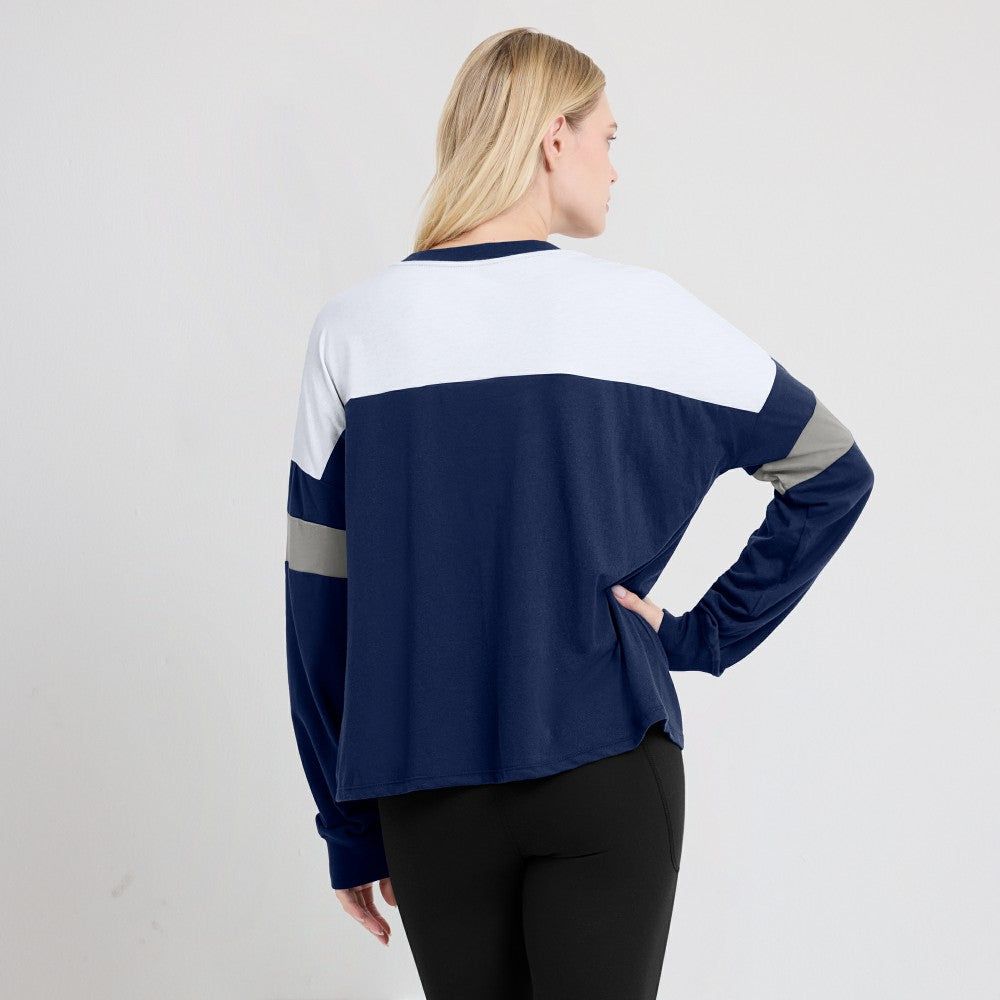 Milwaukee Brewers Fanatics Women's Even Match Lace-Up Long Sleeve V-Neck T-Shirt Outlet