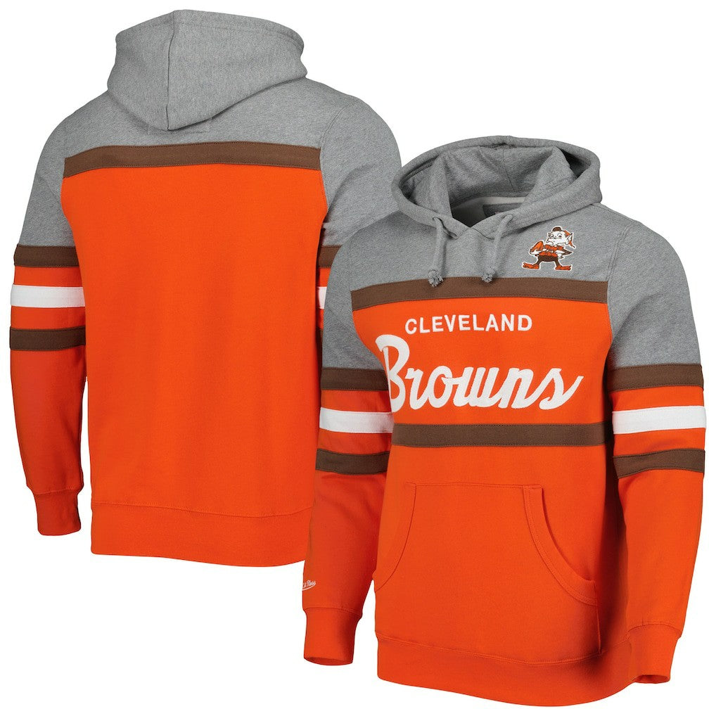Cleveland Browns Head Coach Pullover Hoodie - Orange/Heathered Gray - Mitchell & Ness