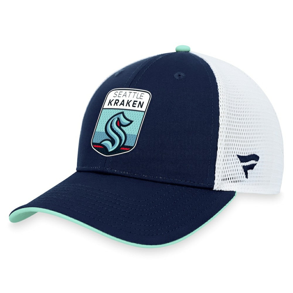 Seattle Kraken Fanatics 2023 NHL Draft On Stage Trucker Adjustable Hat - Deep Sea Blue | Fanatics Lifestyle