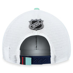 Seattle Kraken Fanatics 2023 NHL Draft On Stage Trucker Adjustable Hat - Deep Sea Blue | Fanatics Lifestyle