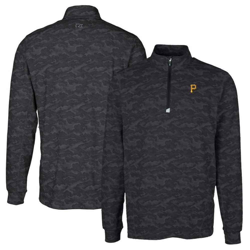 Pittsburgh Pirates Cutter & Buck Big & Tall Traverse Camo Print Stretch Quarter-Zip Pullover Top Outlet