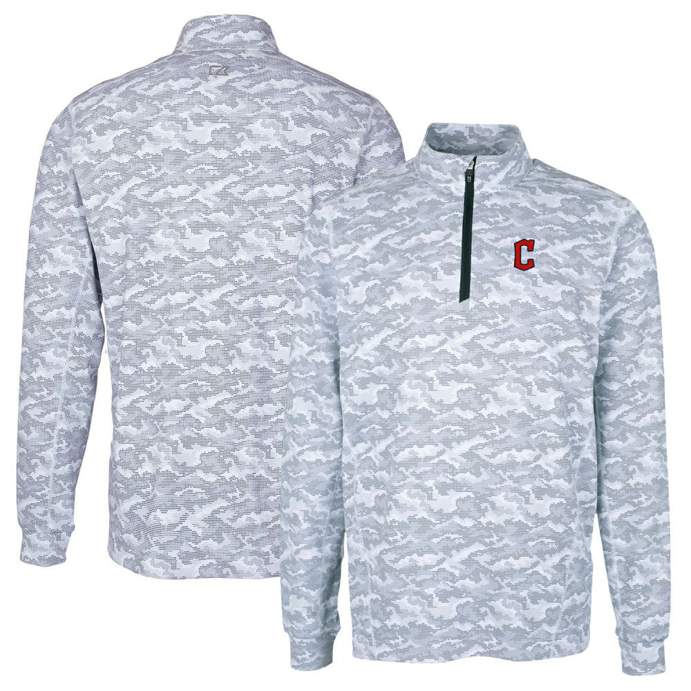 Cleveland Guardians Cutter & Buck Big & Tall Traverse Camo Print Stretch Quarter-Zip Pullover Top Sale