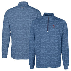 Philadelphia Phillies Cutter & Buck Big & Tall Traverse Camo Print Stretch Quarter-Zip Pullover Top Outlet