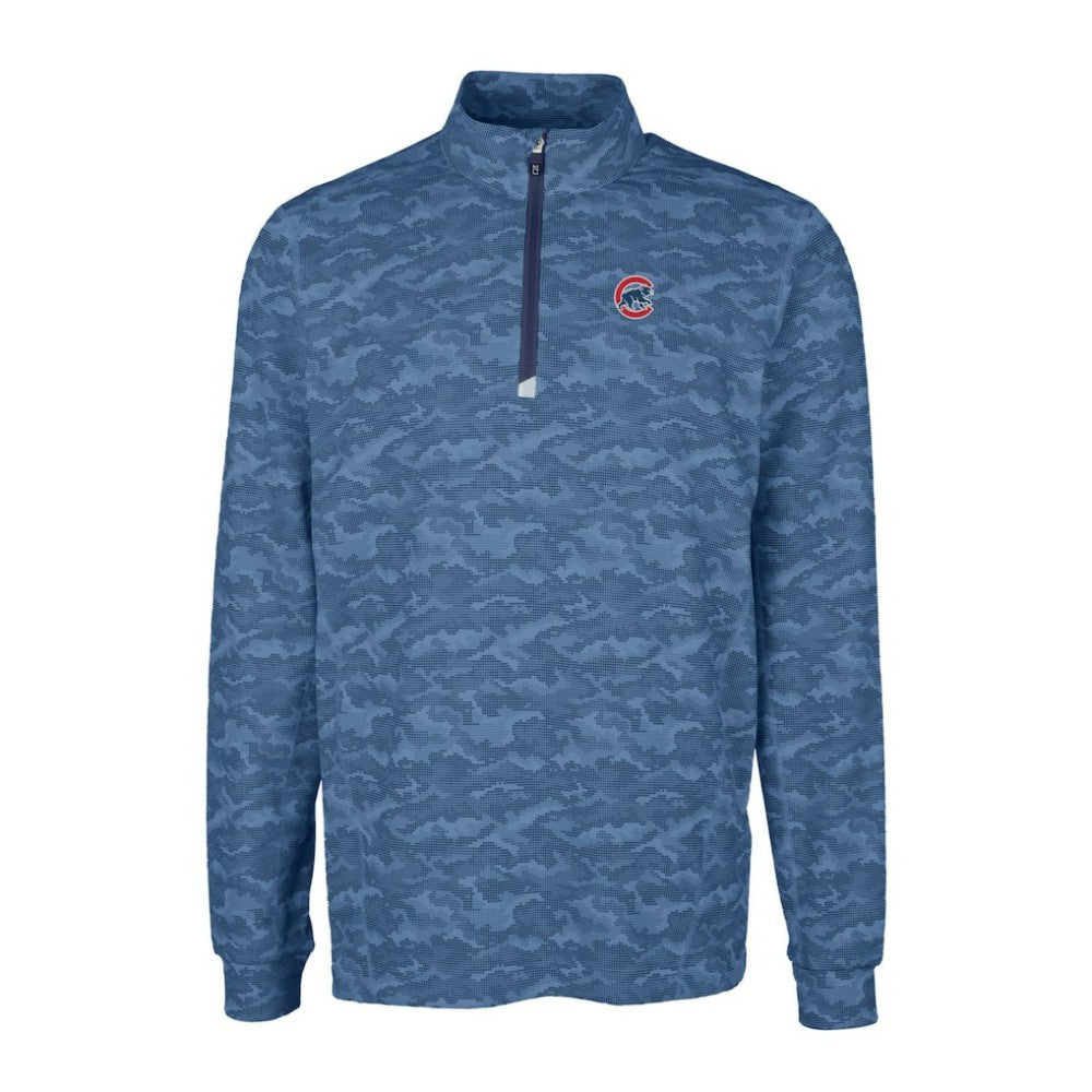 Chicago Cubs Cutter & Buck Big & Tall Traverse Camo Print Stretch Quarter-Zip Pullover Top for sale