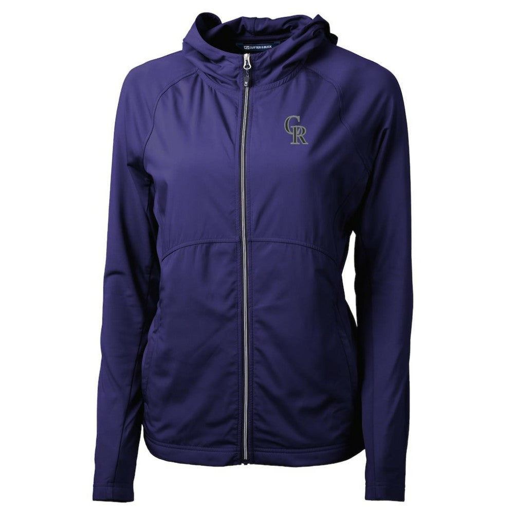 Colorado Rockies Cutter & Buck Women's Adapt Eco Knit Hybrid Recycled Full-Zip Hoodie Outlet