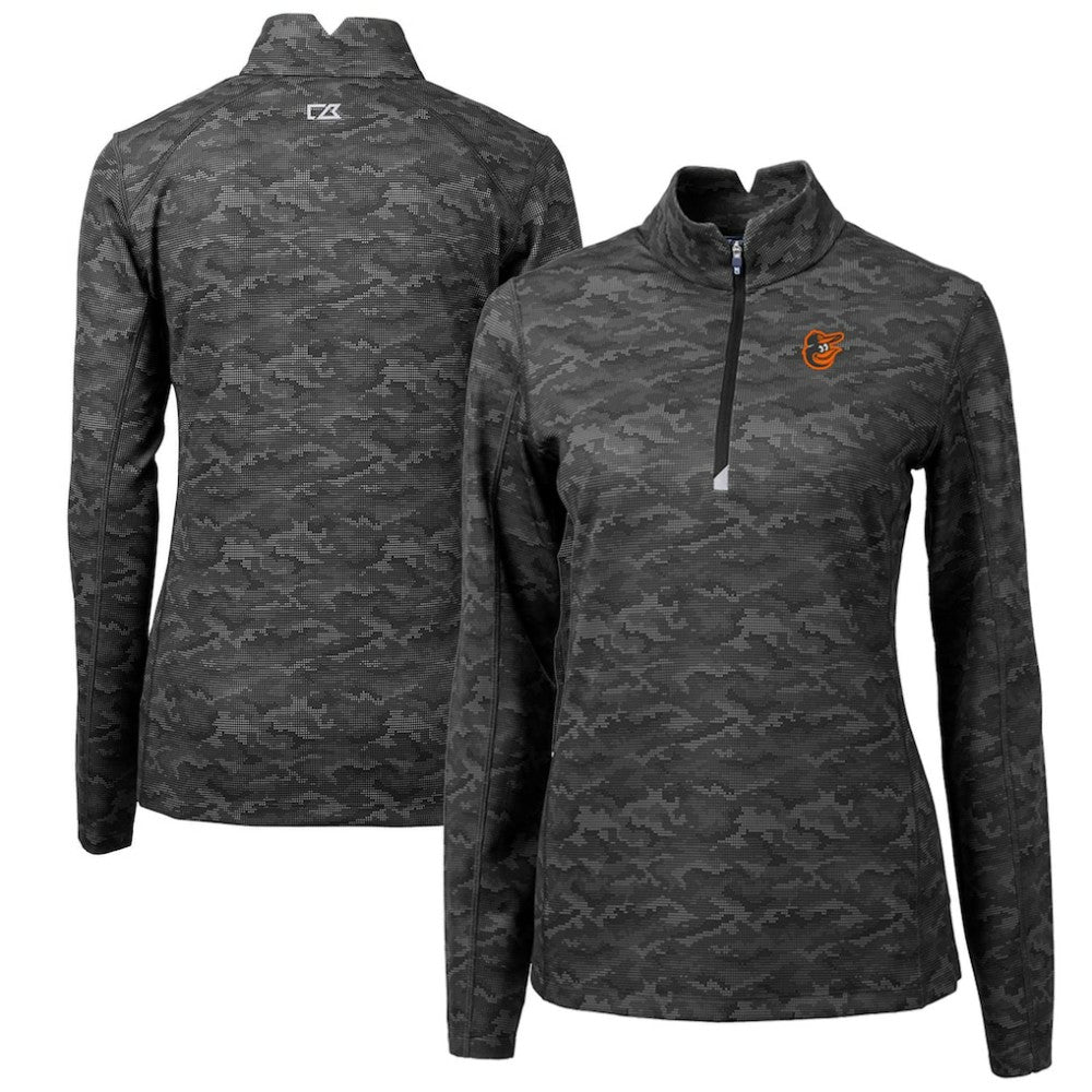 Baltimore Orioles Cutter & Buck Women's Traverse Camo Print Stretch Quarter-Zip Pullover Top for sale