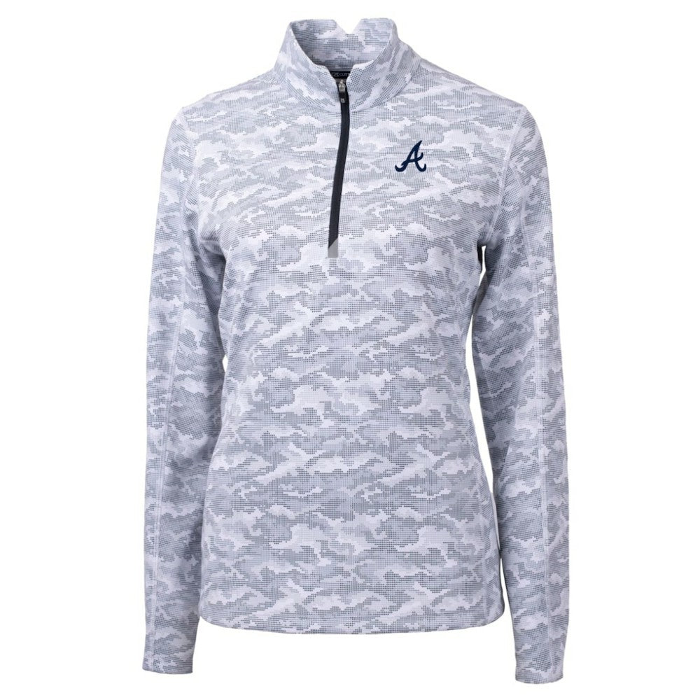 Atlanta Braves Cutter & Buck Women's Traverse Camo Print Stretch Quarter-Zip Pullover Top Online