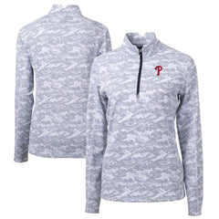 Philadelphia Phillies Cutter & Buck Women's Traverse Camo Print Stretch Quarter-Zip Pullover Top Online