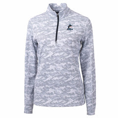 Miami Marlins Cutter & Buck Women's Traverse Camo Print Stretch Quarter-Zip Pullover Top for sale