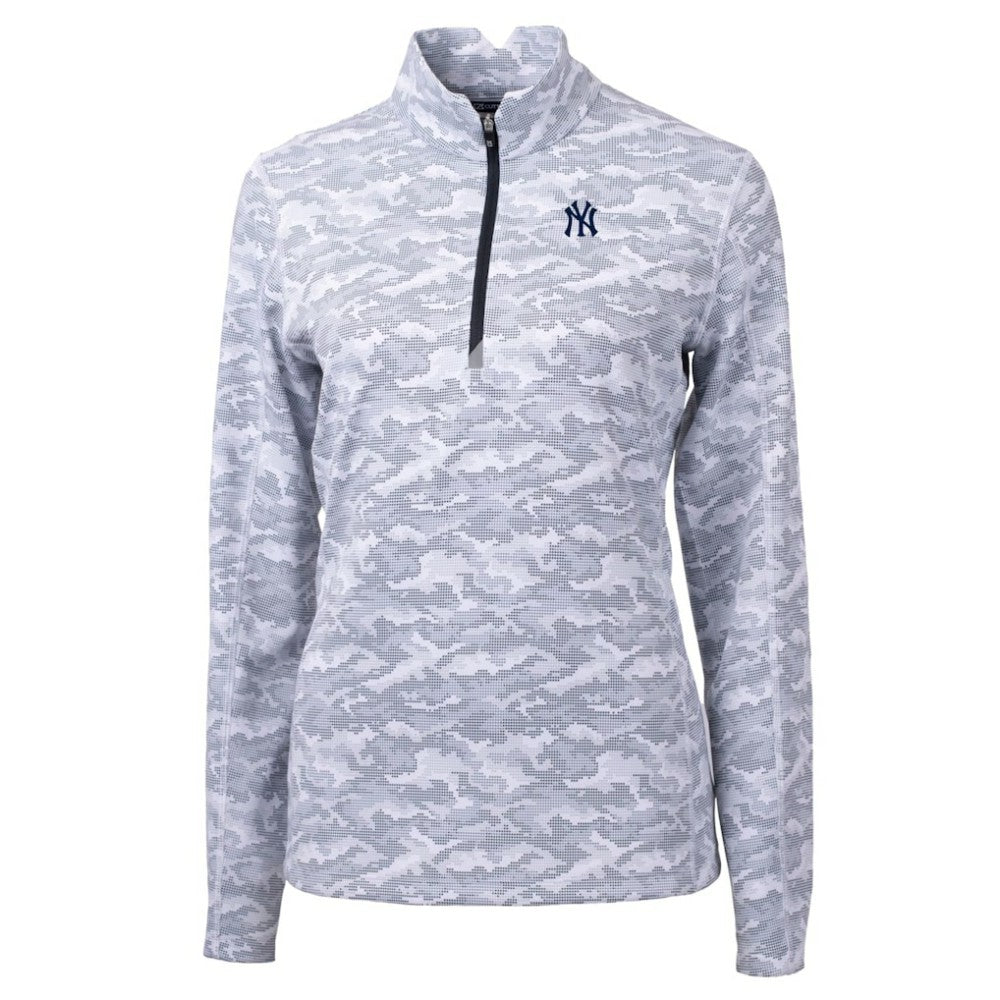 New York Yankees Cutter & Buck Women's Traverse Camo Print Stretch Quarter-Zip Pullover Top Near Me