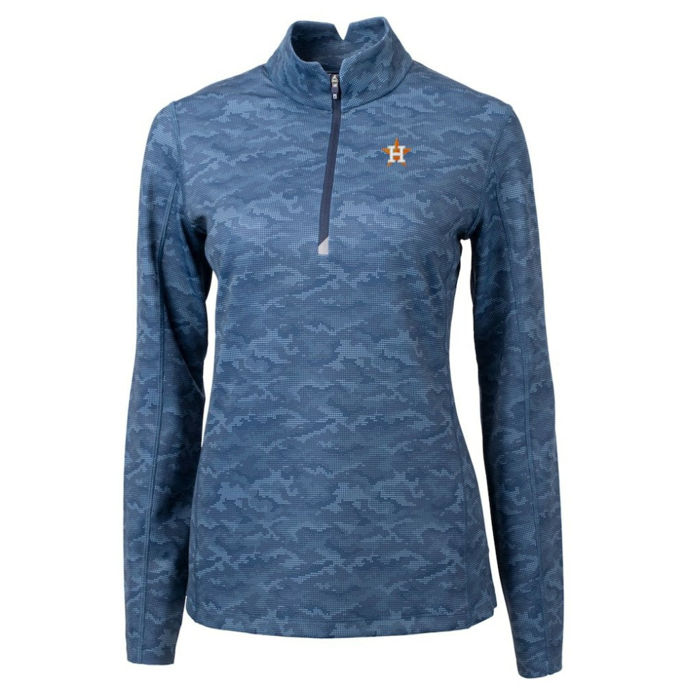Houston Astros Cutter & Buck Women's Traverse Camo Print Stretch Quarter-Zip Pullover Top Discount