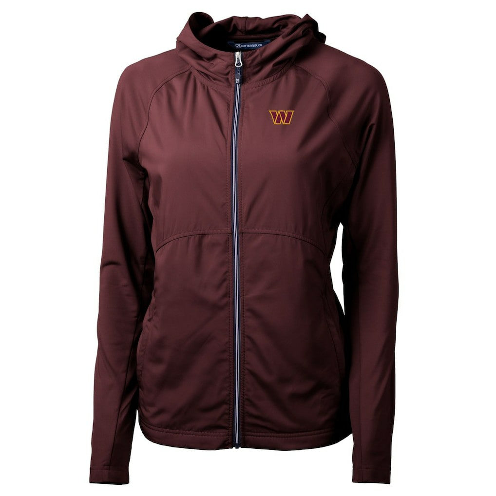 Washington Commanders Cutter & Buck Women's Adapt Eco Knit Hybrid Recycled Full-Zip Hoodie - Burgundy - NFL