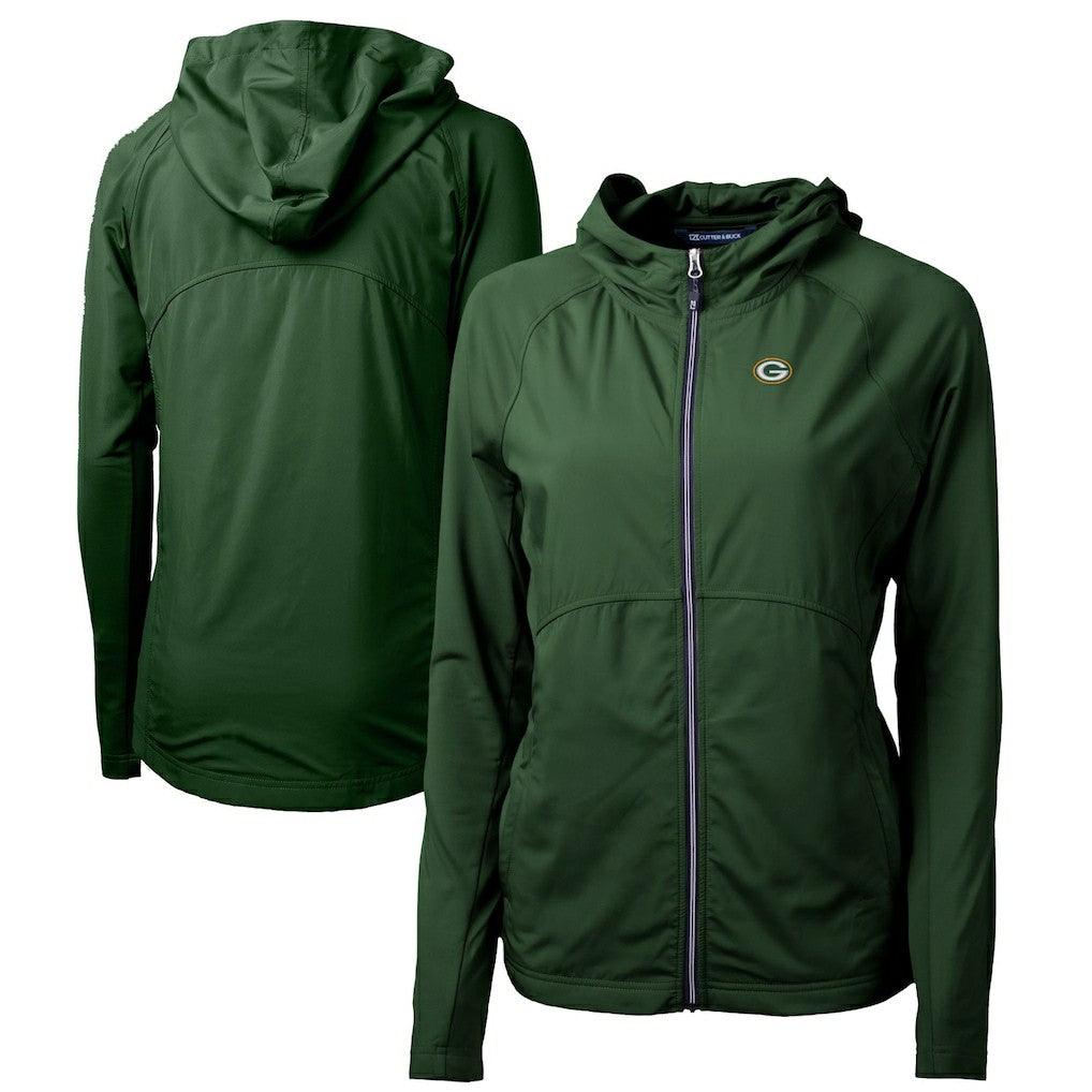 Green Bay Packers Cutter & Buck Women's Adapt Eco Knit Hybrid Recycled Full-Zip Hoodie - Hunter Green - NFL