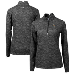 Minnesota Vikings Cutter & Buck Women's Traverse Camo Print Stretch Quarter-Zip Pullover Top - Black - NFL