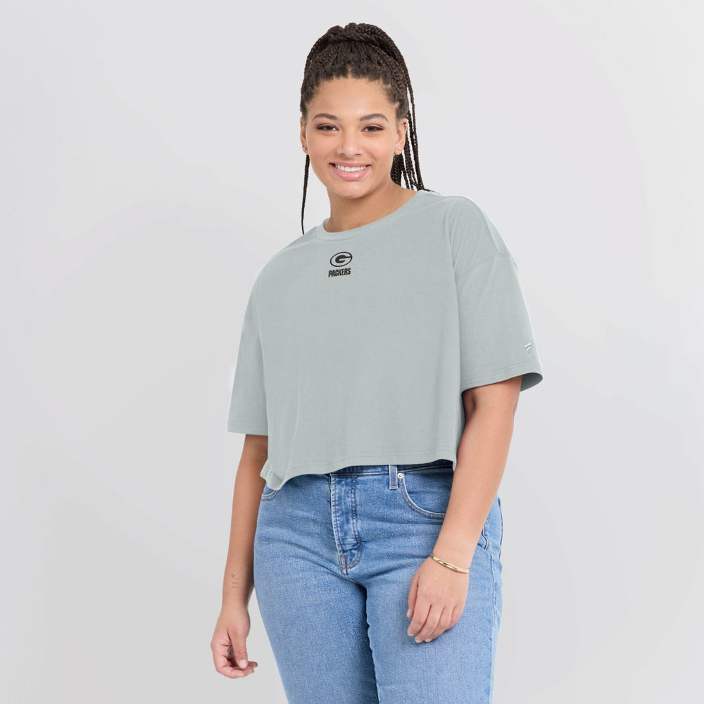 Green Bay Packers Women's Elements Super Soft Boxy Cropped T-Shirt - Gray - Fanatics