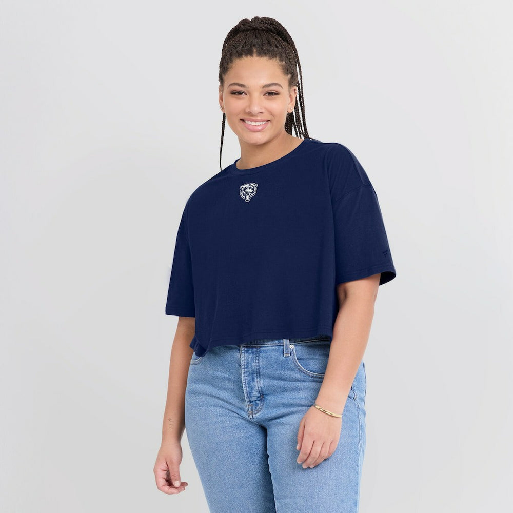 Chicago Bears Women's Elements Super Soft Boxy Cropped T-Shirt - Navy - Fanatics