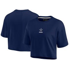 Dallas Cowboys Women's Elements Super Soft Boxy Cropped T-Shirt - Navy - Fanatics