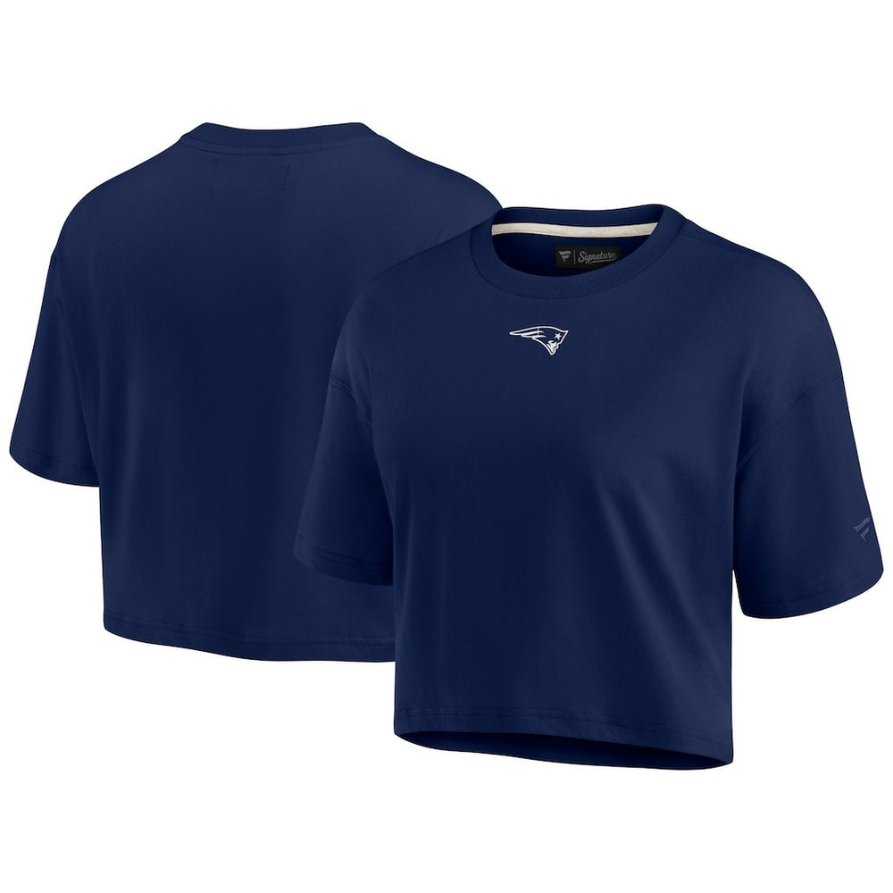 New England Patriots Women's Elements Super Soft Boxy Cropped T-Shirt - Navy - Fanatics
