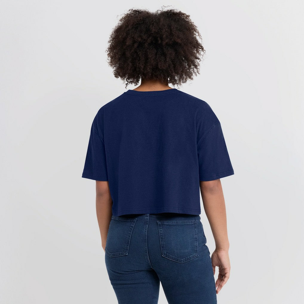 New England Patriots Women's Elements Super Soft Boxy Cropped T-Shirt - Navy - Fanatics