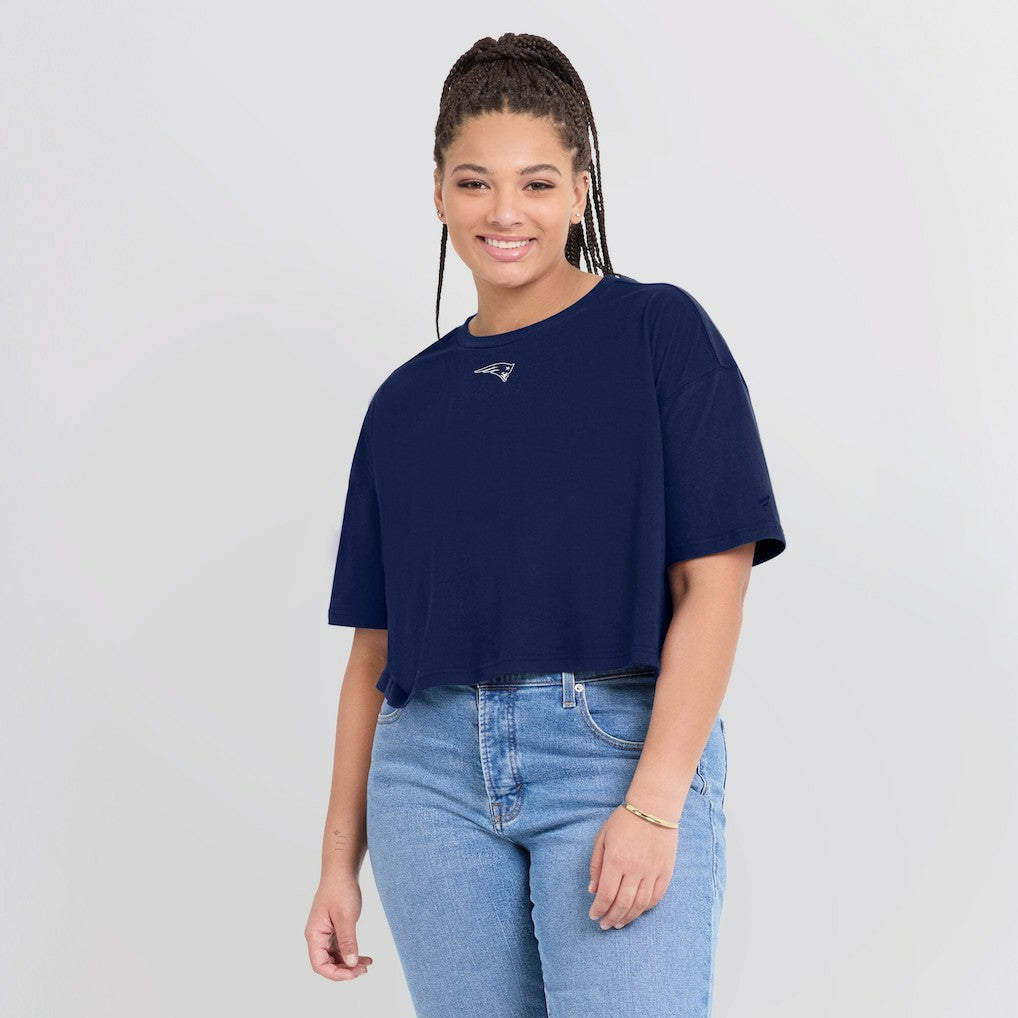 New England Patriots Women's Elements Super Soft Boxy Cropped T-Shirt - Navy - Fanatics