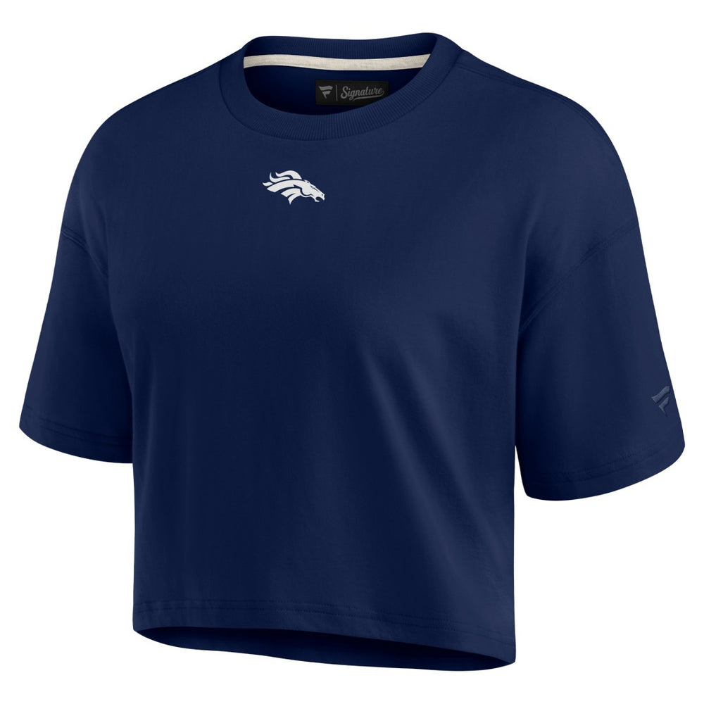 Denver Broncos Women's Elements Super Soft Boxy Cropped T-Shirt - Navy - Fanatics