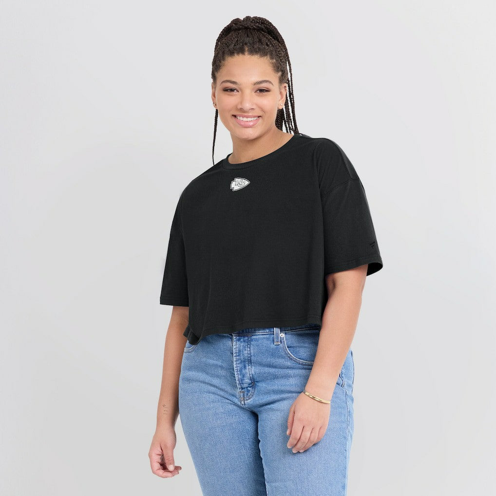 Kansas City Chiefs Women's Elements Super Soft Boxy Cropped T-Shirt - Black - Fanatics