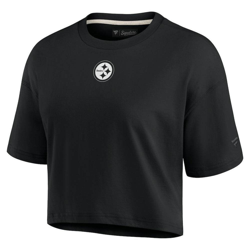 Pittsburgh Steelers Women's Elements Super Soft Boxy Cropped T-Shirt - Black - Fanatics