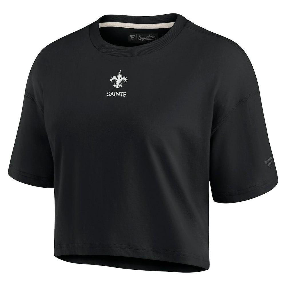 New Orleans Saints Women's Elements Super Soft Boxy Cropped T-Shirt - Black - Fanatics
