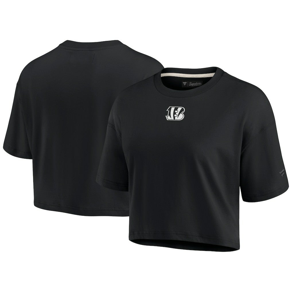 Cincinnati Bengals Women's Elements Super Soft Boxy Cropped T-Shirt - Black - Fanatics