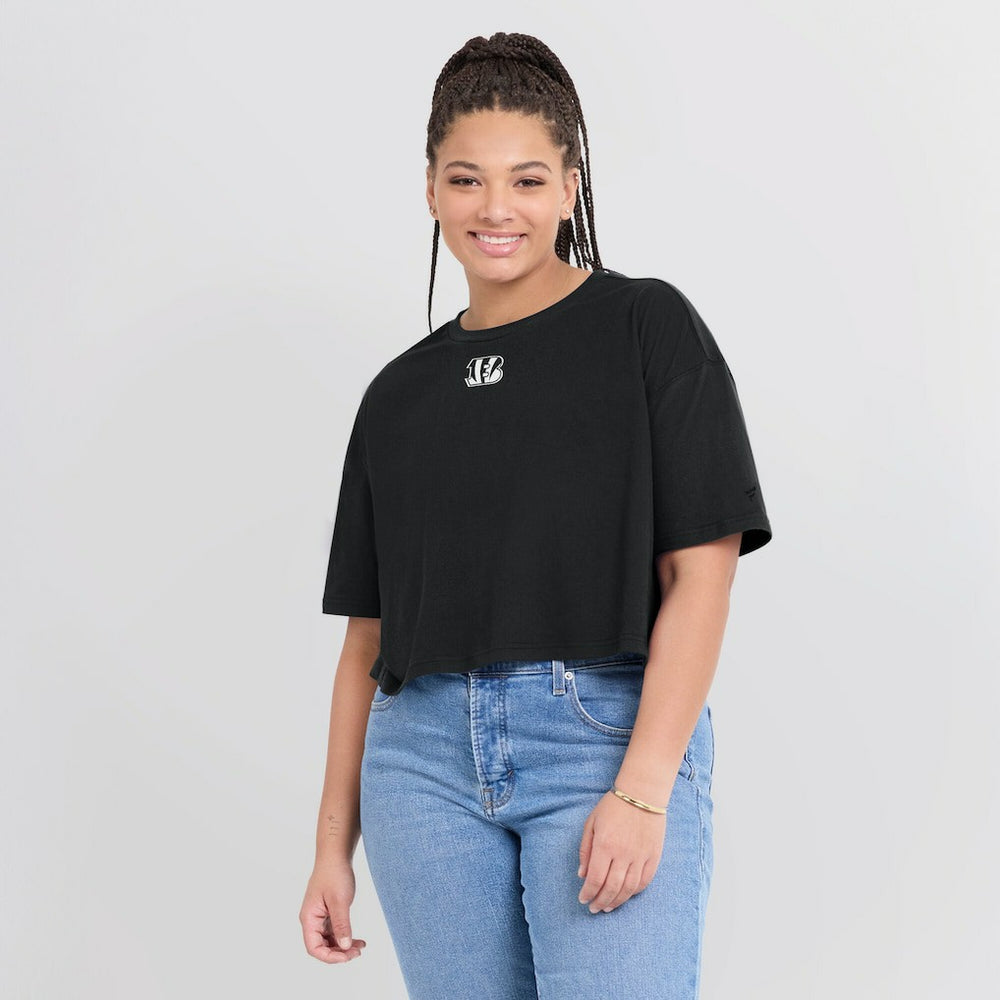 Cincinnati Bengals Women's Elements Super Soft Boxy Cropped T-Shirt - Black - Fanatics