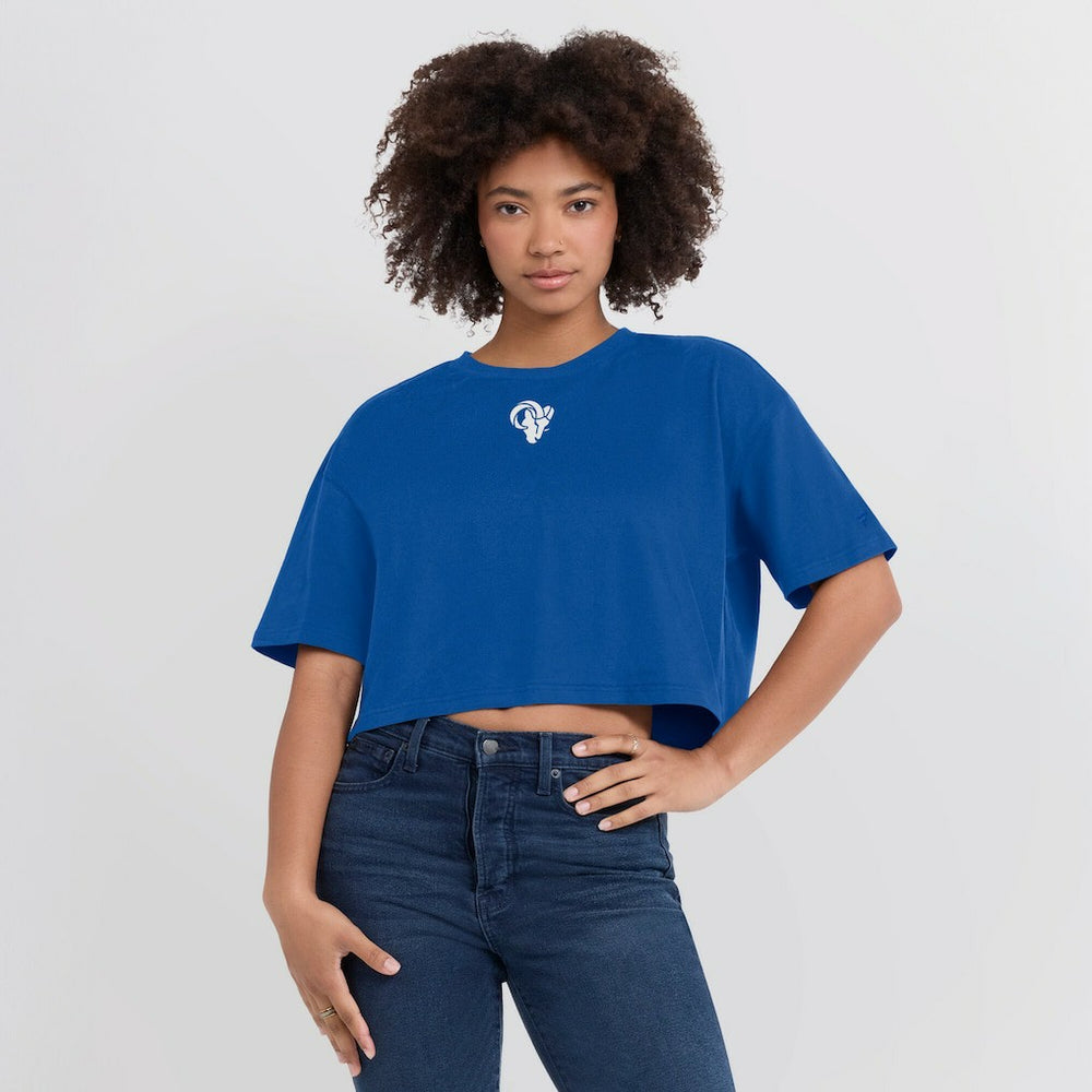 Los Angeles Rams Women's Elements Super Soft Boxy Cropped T-Shirt - Royal - Fanatics