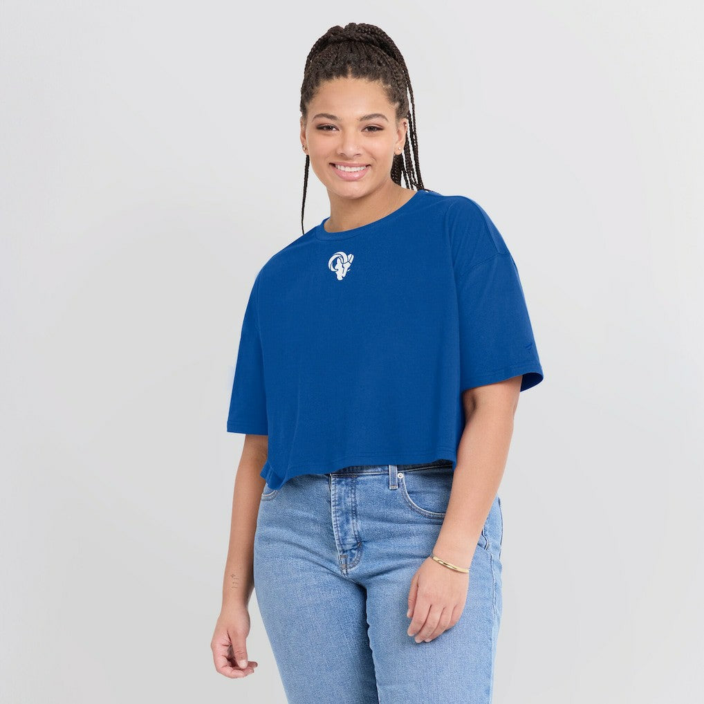 Los Angeles Rams Women's Elements Super Soft Boxy Cropped T-Shirt - Royal - Fanatics