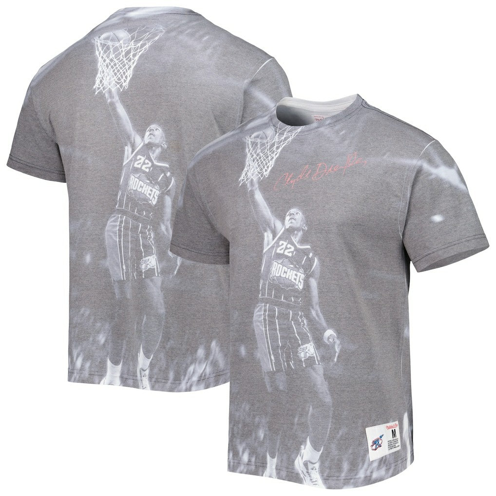 Mitchell & Ness Clyde Drexler Houston Rockets Above The Rim T-Shirt Heather Gray