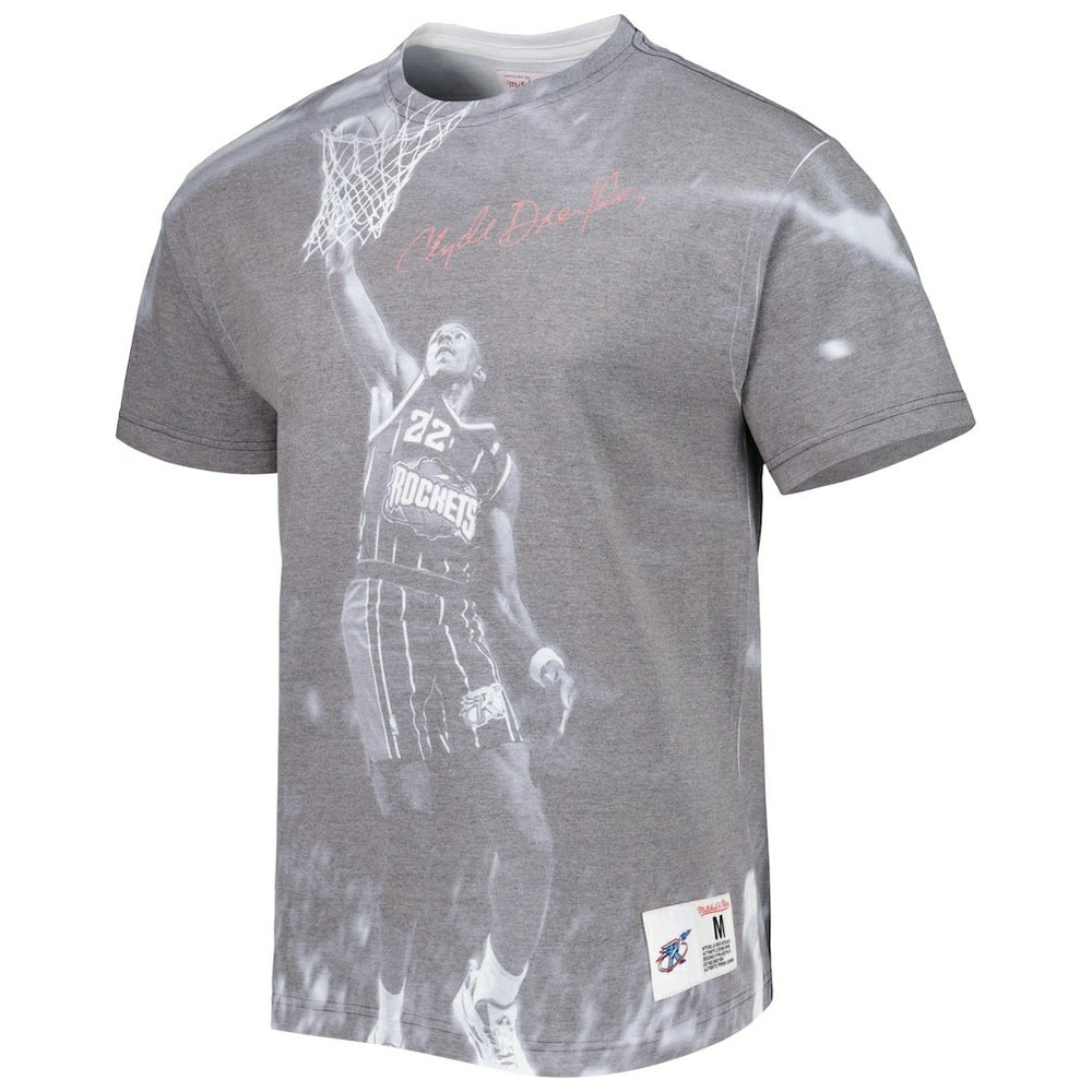 Mitchell & Ness Clyde Drexler Houston Rockets Above The Rim T-Shirt Heather Gray