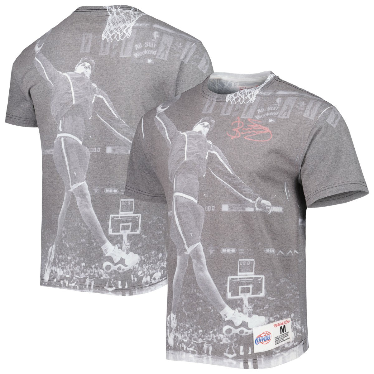 Mitchell & Ness Brent Barry LA Clippers Above The Rim T-Shirt Heather Gray